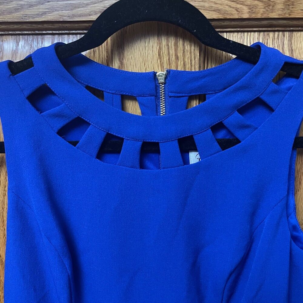 Eliza J Women's Blue Cutout Bi-stretch Flare Dress Sz 2 Zipper Formal Cocktail - Picture 4 of 10